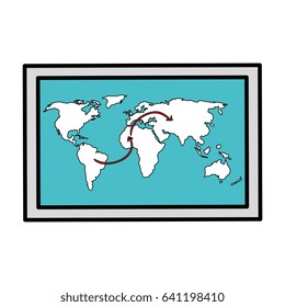 world map paper isolated icon