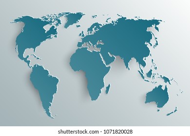 World map paper. Political map of the world on a gray background. Countries.