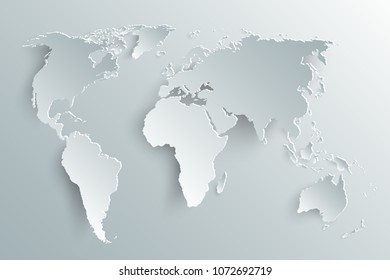 World map paper. Political map of the world on a gray background. Countries.