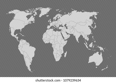 World map paper. Political map of the world on a gray background. Countries. Simple modern minimalistic style. Simple illustrated illustration for printing, web