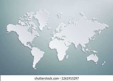 World map paper. Political map of the world on a gray background. Countries. Vector illustration.