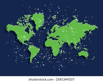 World map paper. Political map of the world on a blue background. Countries. Vector illustration.