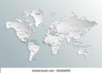 Mapa político do mundo. Países cinzentos do mapa do mundo. Ilustração vetorial