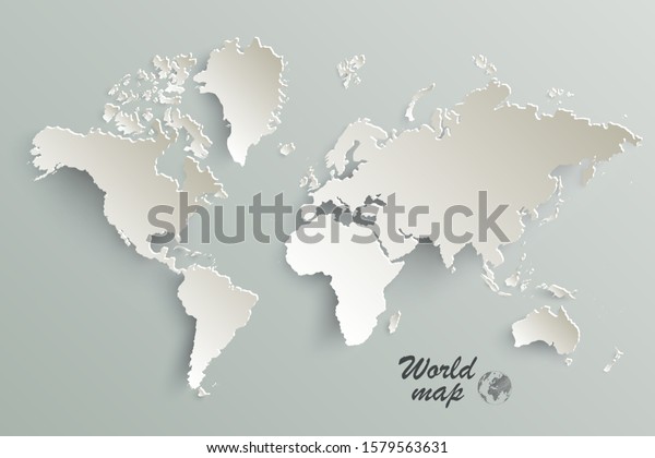 World map paper. Political map of the world on a gray background. Countries. Vector illustration.