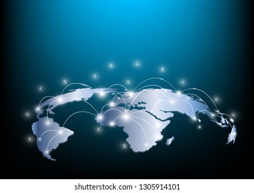 world map pattern innovation concept network background blue
