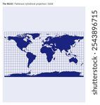 World Map. Patterson cylindrical projection. Solid style. High Detail World map for infographics, education, reports, presentations. Vector illustration.