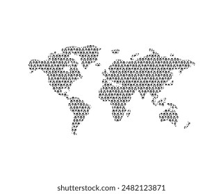 World map and people. Avatars on planet earth. Concept of world communication and people living on different continents.