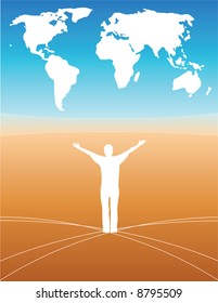 World map - person with open arms