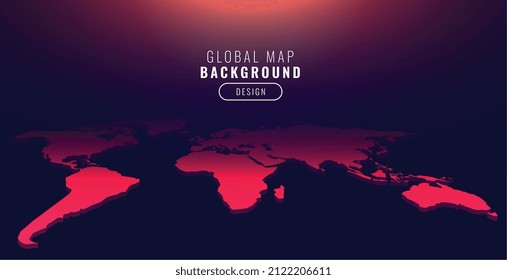 world map in perspective red background