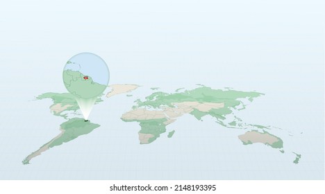 3 483 Suriname Map Vector Images Stock Photos Vectors Shutterstock   World Map Perspective Showing Location 260nw 2148193395 