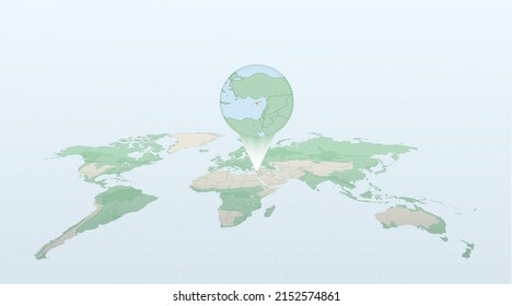 Weltkarte im Hinblick auf die Lage des Landes Zypern mit detaillierter Karte mit Flagge von Zypern. Vektorgrafik.
