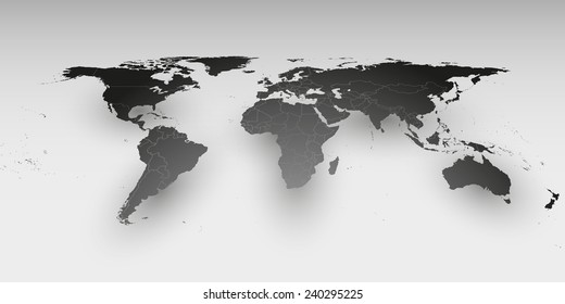 World Map In Perspective, Vector Template For Business Design.