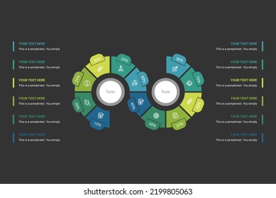 World map and pie chart data visualization vector infographics 12