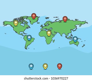 World Map Pin Icon Cartoon Illustrationcarton Stock Vector (Royalty ...