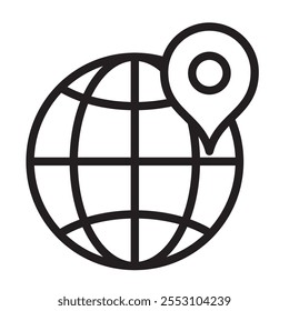 estilo de linha do ícone de localização do pin do mapa do mundo