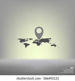 World Map With Pin Vector Illustration