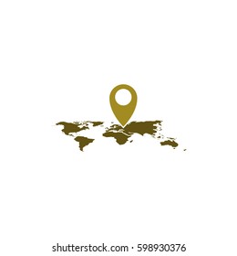 World Map With Pin Vector Illustration