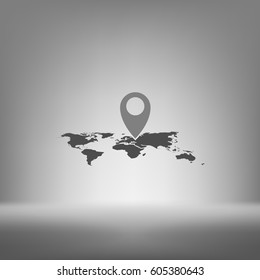 World Map With Pin Vector Illustration