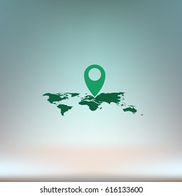 World Map With Pin Vector Illustration