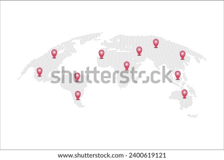 World map with pins pointers mark vector illustration