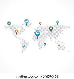 World Map with Pins stock vector