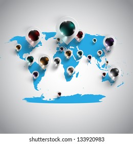 World map with pins vector