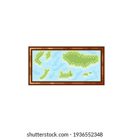 World map pixel art. Icon map. Vector illustration.