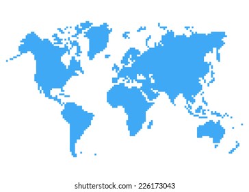 World map of pixel concept.