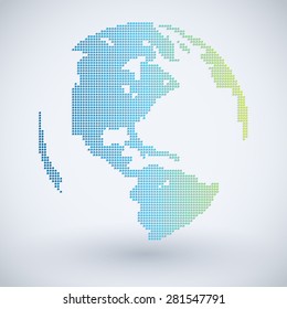 World Map In Pixel On White Background : Vector Illustration