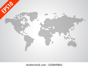 world map pixel square graphic illustration vector for artworks.