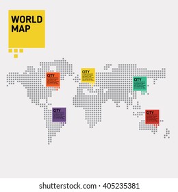 World map. Pixel style.