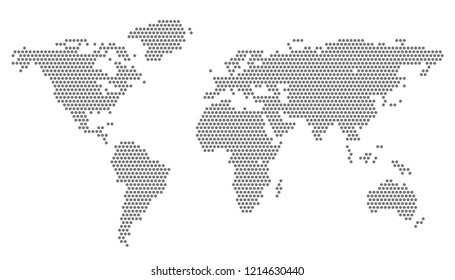 World Map with pixels - vector illustration