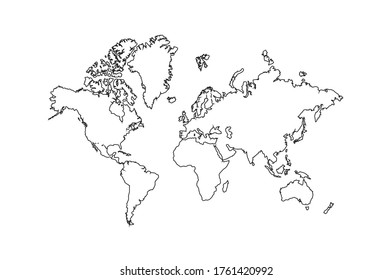 World Map Plain White Background Stock Vector (Royalty Free) 1761420992 ...