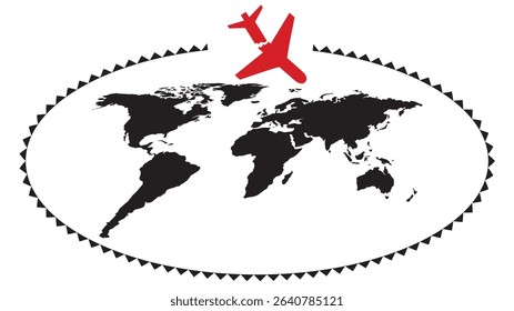 World Map with Plane Crash Concept, Vector Illustration Abstract Editable image