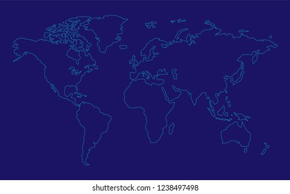 World map. Planet. Outlines of a map of the world.