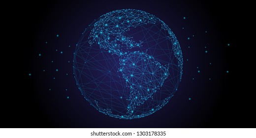 World map point with line and composition and representing the global or Global network connection elements by NASA.