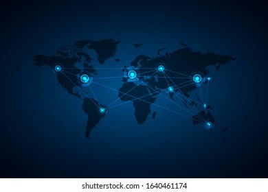 World map point and line composition concept of global business.Global network connection. Vector Illustration