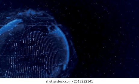 Conceito de composição de linha e ponto do mapa mundial do negócio global. Elemento da Terra. Conexão de rede global. Visualização de Big Data. Ilustração do vetor 3d.