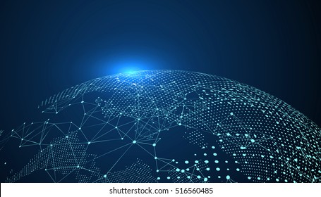 Weltkarte Punkt, Linie, Komposition, repräsentiert die globale, Netzwerk-Verbindung, internationale Bedeutung.