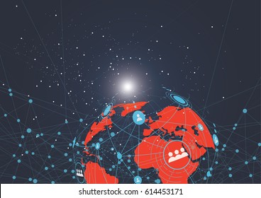 World map point, line, composition, representing the global, Global network connection