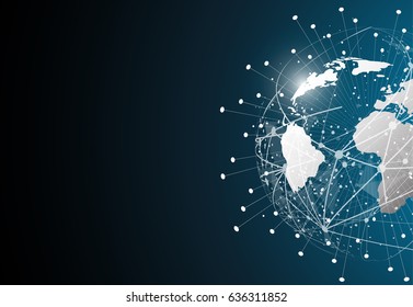 World map point, line, composition, representing the global, Global network connection