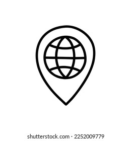world map pointer doodle icon, vector illustration