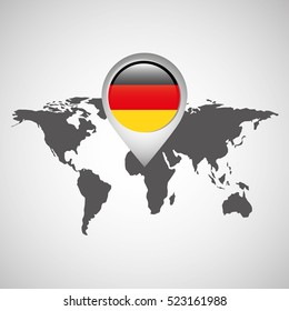 World Map With Pointer Flag Germany Vector Illustration Eps 10