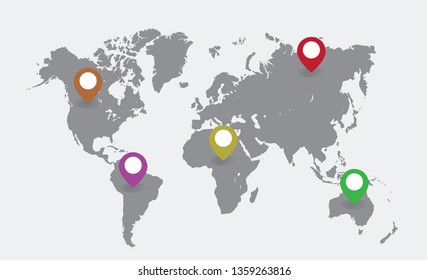 World map with pointer marks - communication concept