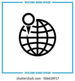World map with pointer marks icon vector EPS 10, abstract sign flat design,  illustration modern isolated badge for website or app - stock info graphics