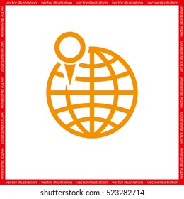 World map with pointer marks icon vector EPS 10, abstract sign flat design,  illustration modern isolated badge for website or app - stock info graphics