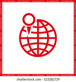 World map with pointer marks icon vector EPS 10, abstract sign flat design,  illustration modern isolated badge for website or app - stock info graphics