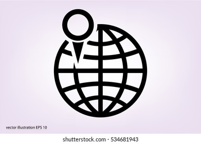 World map with pointer marks icon vector EPS 10, abstract sign flat design,  illustration modern isolated badge for website or app - stock info graphics.
