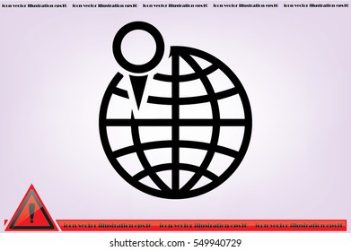 World map with pointer marks icon vector EPS 10, abstract sign flat design,  illustration modern isolated badge for website or app - stock info graphics.