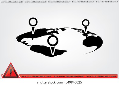 World map with pointer marks icon vector EPS 10, abstract sign flat design,  illustration modern isolated badge for website or app - stock info graphics.